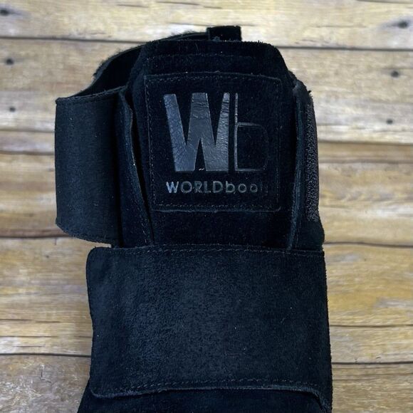 WB Moccasin Boots Size Mens 6 Womens 7  True Black Lees Style 100% Leather Suede - Picture 14 of 16